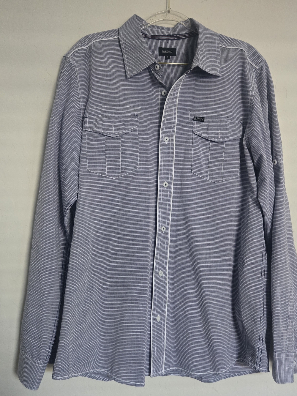 Men's Blue Striped Button-Up Shirt - Unknown Brand